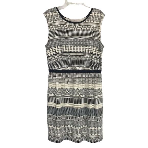 LOFT A-line Knee Length Stretch Dress Lined Sleeveless Boat Neck Size Medium - Picture 1 of 9